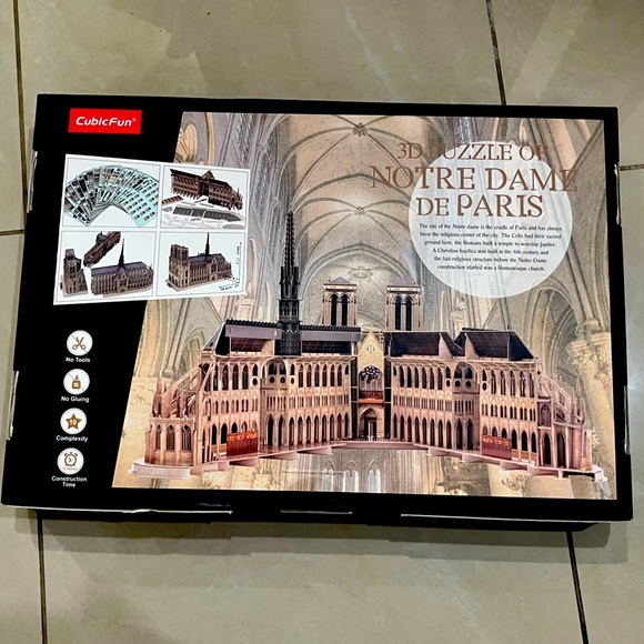 CubicFun 3D Puzzle Notre Dame de Paris Church Model Kit with Moveable Interior - Picture 2 of 4